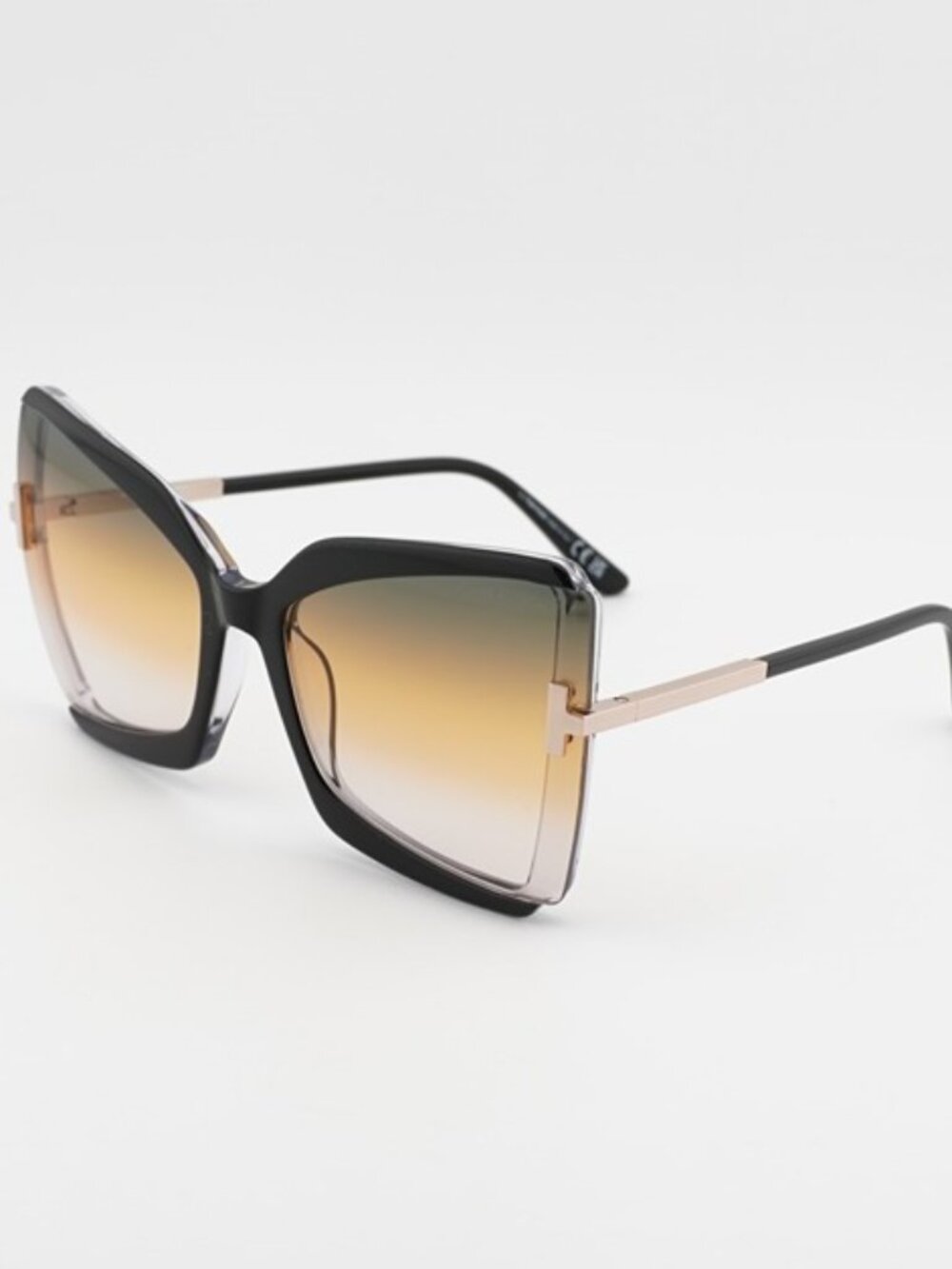 Tom Ford Gia FT0766 03B Sunglasses Black Butterfly Frame, Green Lenses